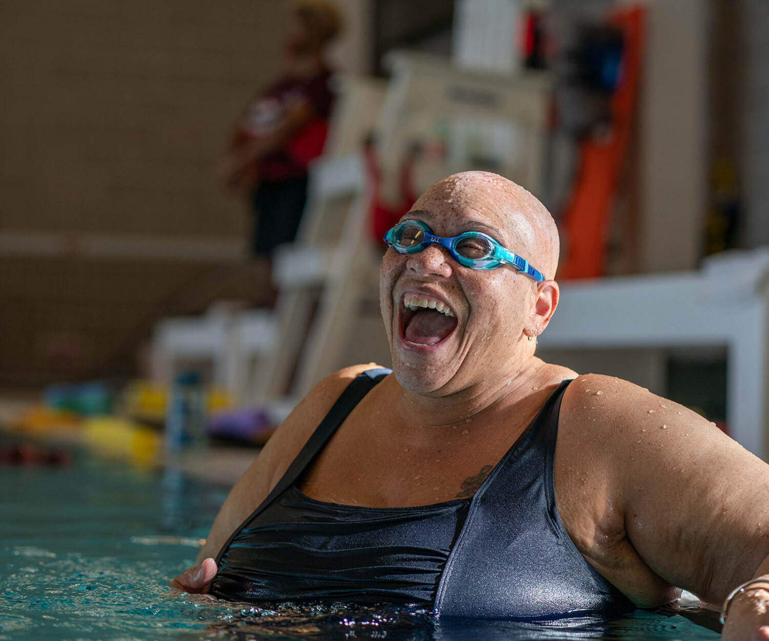 Tracy stoked in the pool!